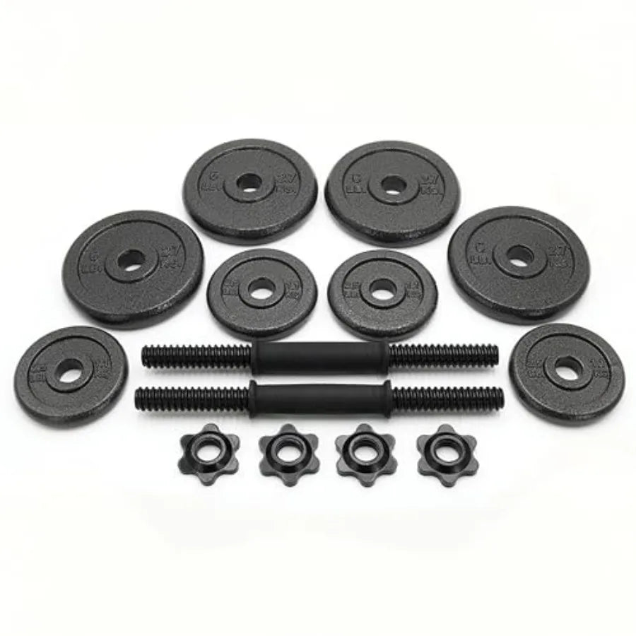 Adjustable Dumbbell Weight Set for Home Gym Steel Construction Black Finish Adjustable from 5 to 50 lbs with Quick-Change Syste
