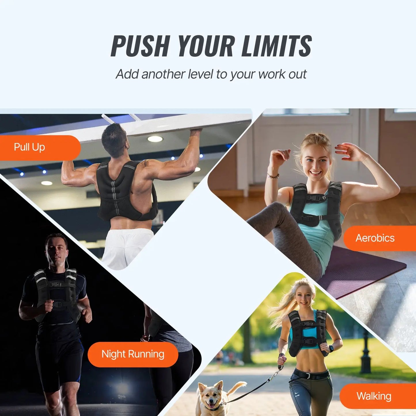 Weighted Vest 16 lbs with Reflective Stripe Adjustable Buckle Body Weight Vest for Men Women Strength Training Running Fitness