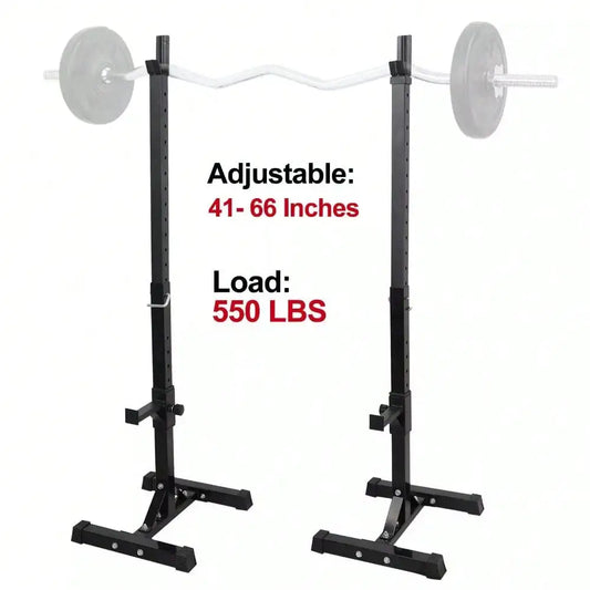 2pcs Adjustable Rack Standard Squat Steel Stands Barbell Free Press Bench Home