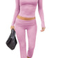 Women's Yoga Two-Piece Set Long-Sleeve Wide-Leg Activewear Set Casual Home Yoga Set Coordinated Set