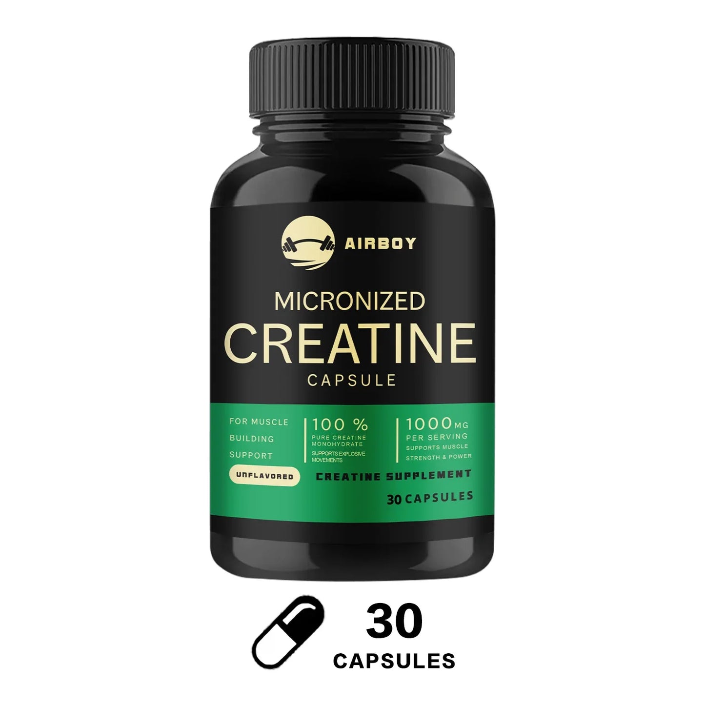 Creatine Monohydrate Capsules - Strength, Muscle, Performance Supplement for Men and Women, Non-GMO and Gluten-Free