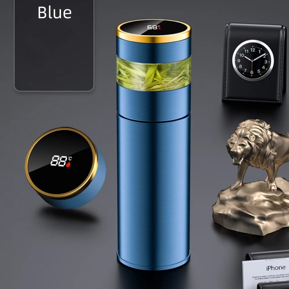 Thermos For Tea and Water With Separate Tea Infuser Smart Led TEMPERATURE DISPLAY 316 Stainless Steel Water Bottle Teaware 450ML