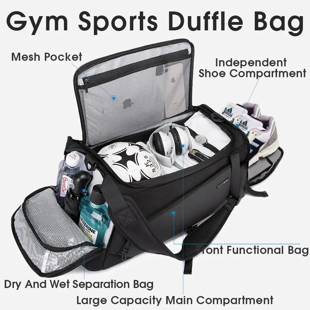 Bange Unisex Gym bag for Men Suitcase Multifunction Backpack Large Waterproof Anti-stain Men Duffle Bag Travel Hand Luggage Bags