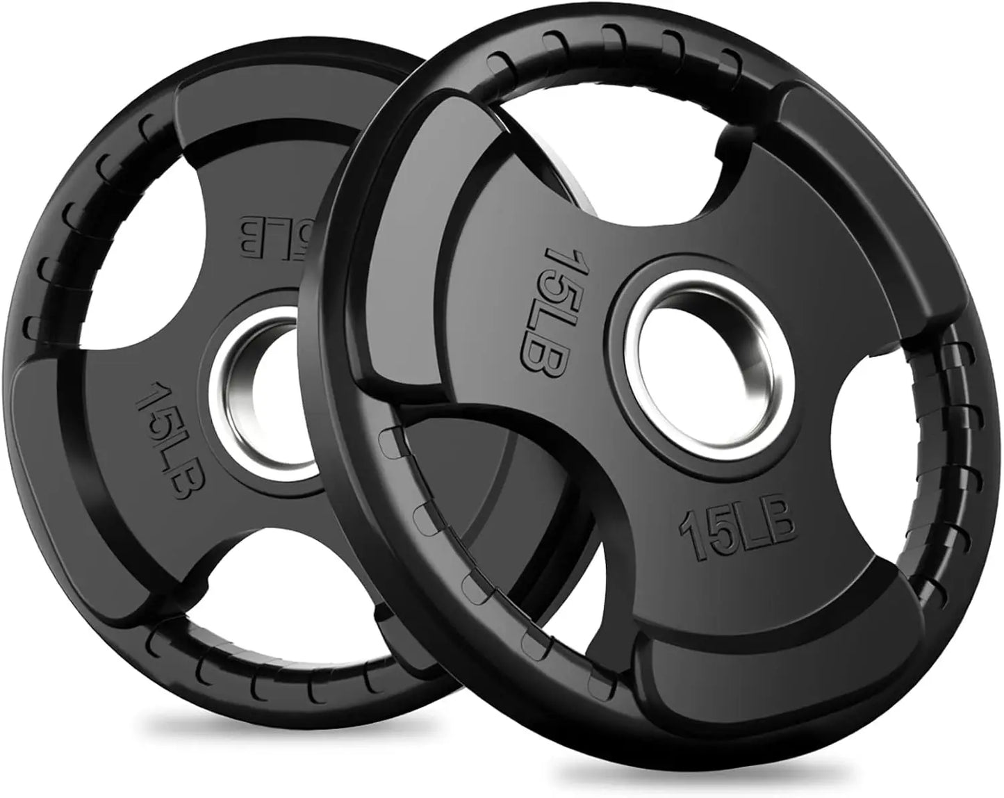 Rubber Grip Plates for Barbell, 2-Inch Weight Plates for Weightlifting and Strength Training in Home & Gym, 2x15LB