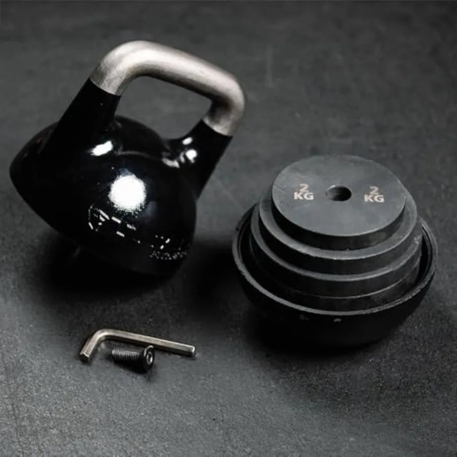 Adjustable Competition Kettlebell 12-32 KG Ergonomic Smooth Grip Handle Flat Base for Floor Exercises Strength Training Kettleb