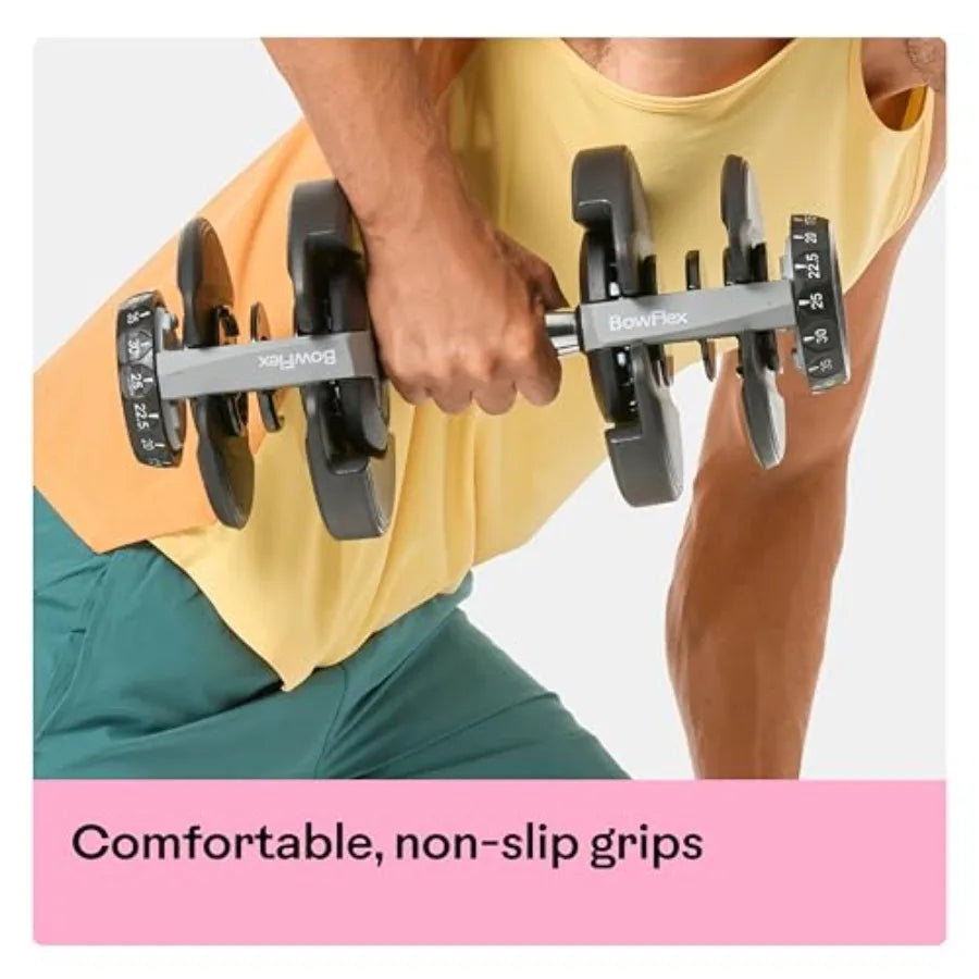 Results Series SelectTech Dumbbells Adjustable Weight Home Gym Dumbbells with Quick-Adjust Mechanism in Black and Silve