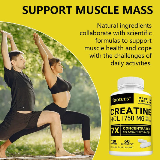 HCL Creatine Supplement, Enhances Focus, Strength, and Endurance, Suitable for Both Men and Women, Gluten-free, Non-GMO