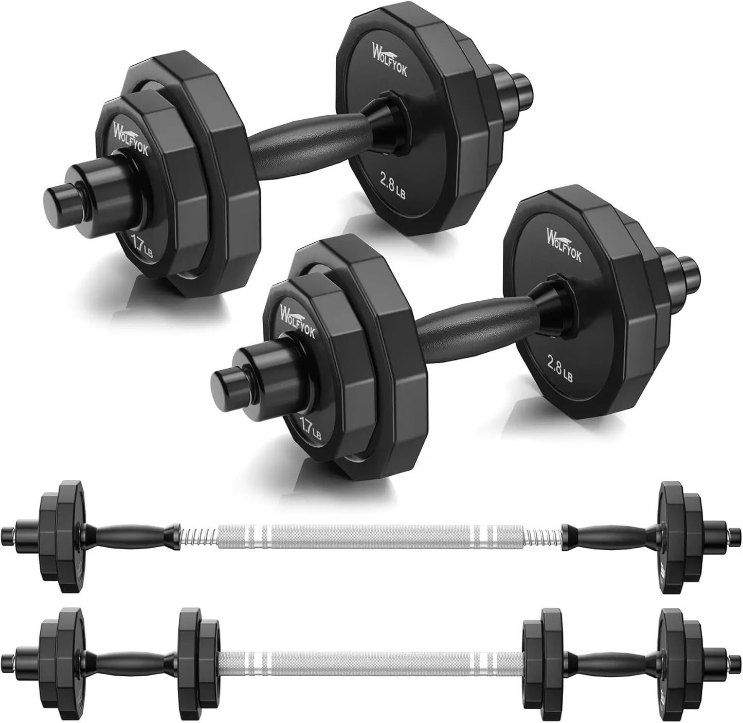 Adjustable Dumbbell Set 22-88Lbs with Solid Steel, Barbell Connector for Home Gym Strength Training Men Women