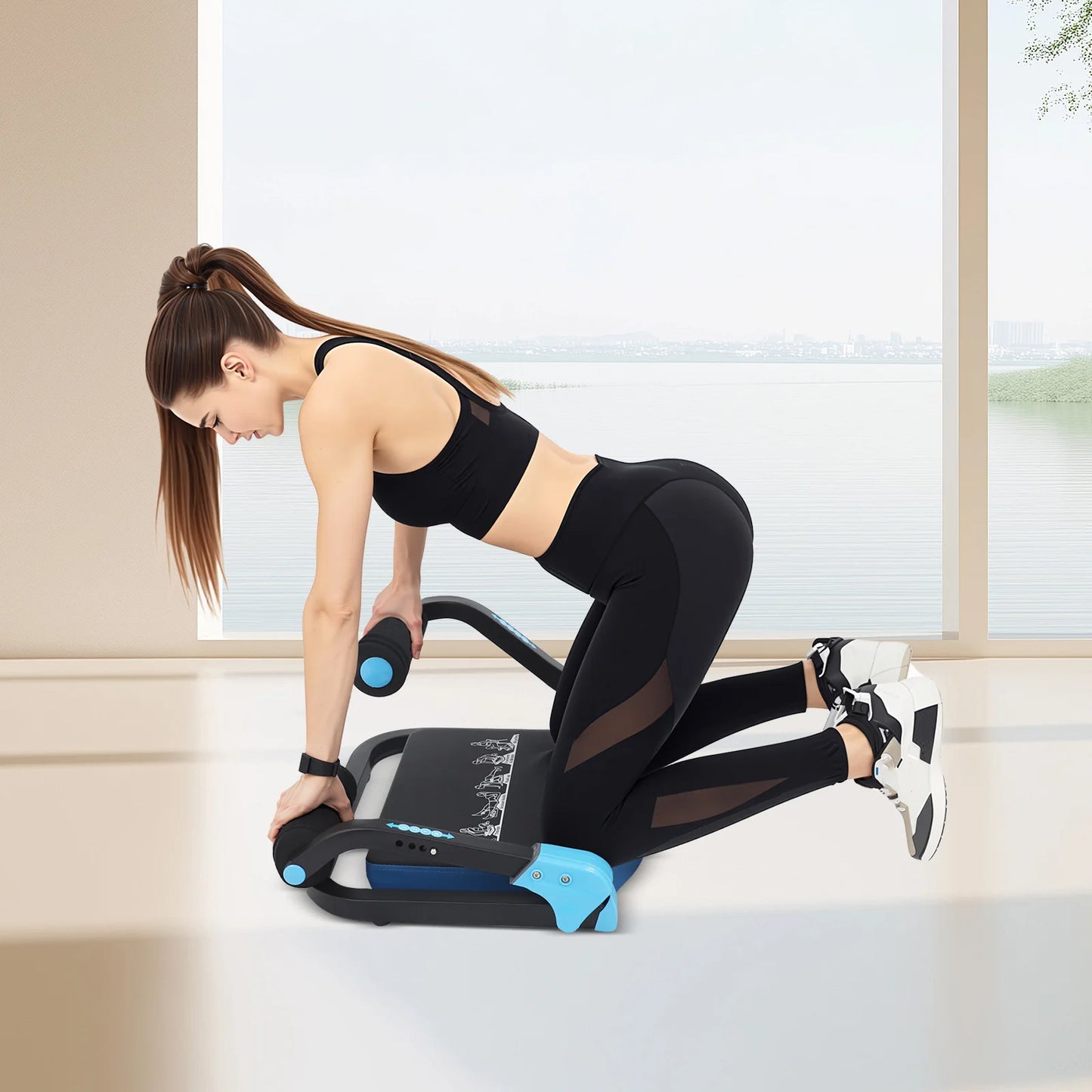 Mini Abdominal Exerciser for Home Gym, Ab Roller with Thick Padding Supports 264.55 lbs Compact Portable Design for Core Workout