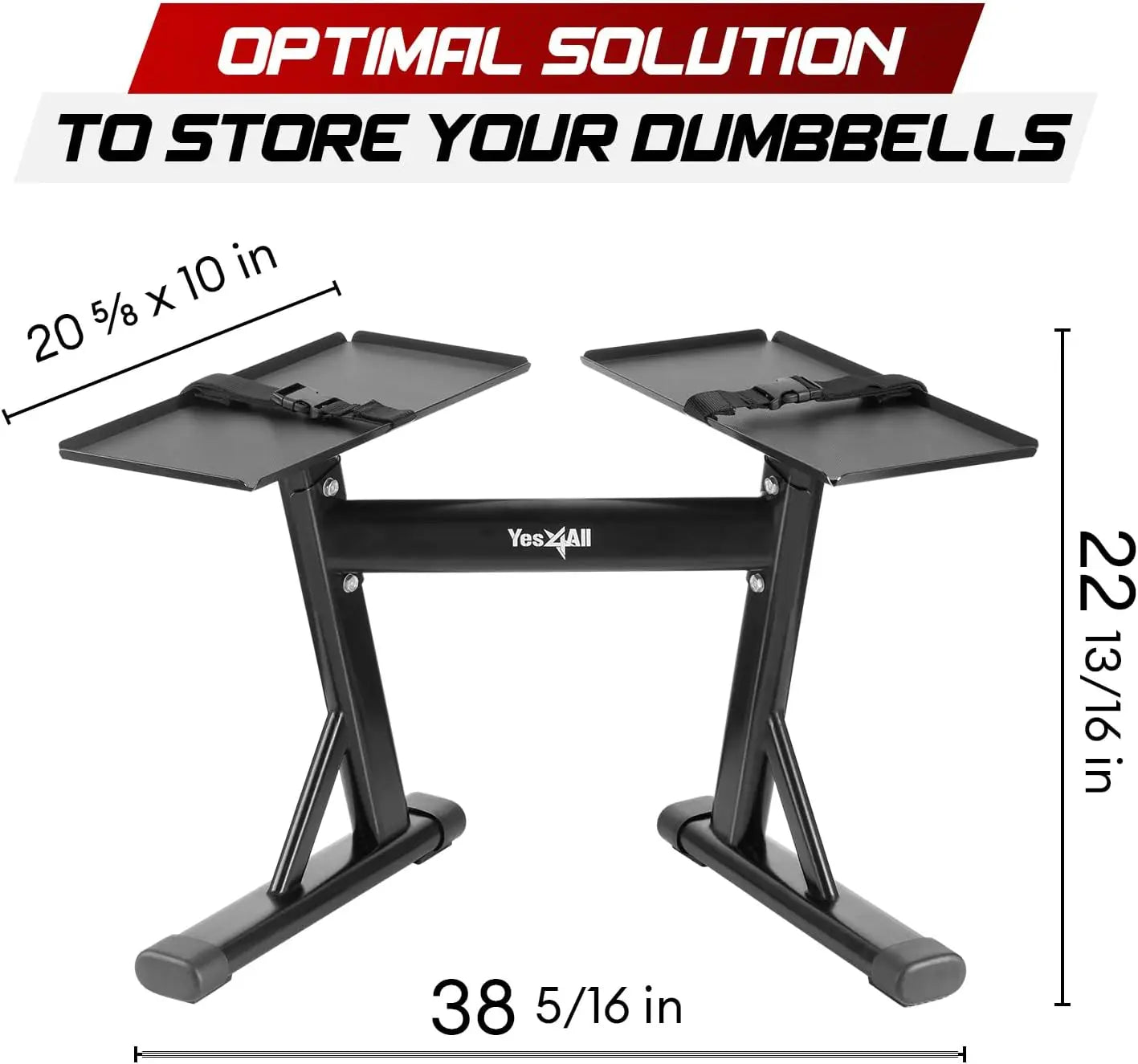 Adjustable Dumbbell Stand with 160lb Capacity, Spotter Rack & Strap for Easy Storage and Safety