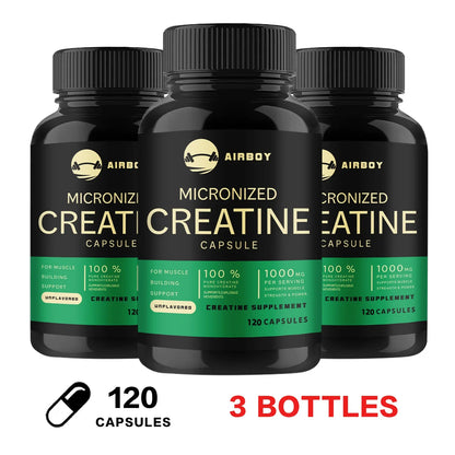 Creatine Monohydrate Capsules - Strength, Muscle, Performance Supplement for Men and Women, Non-GMO and Gluten-Free