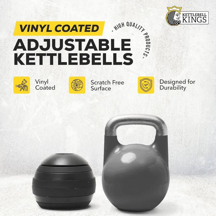 Adjustable Kettlebell Set 26-70 lb - Strength Training Kettlebells with 7 Plates - Secure Lock System and Durable Steel Kettle