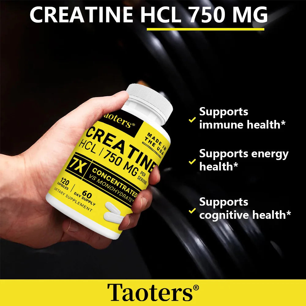 Creatine HCl Capsules-750 Mg,Muscle,Cognitive,and Cellular Energy Support,Boosts Energy,Endurance,Improves Athletic Performance