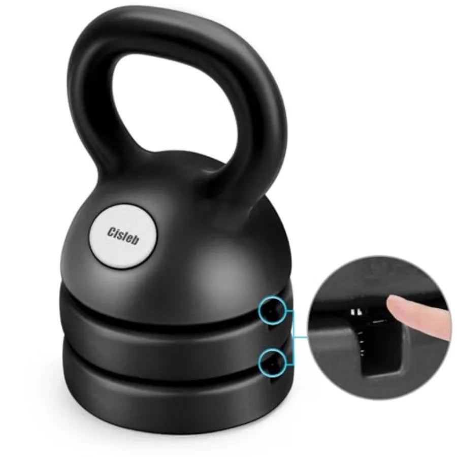 Adjustable Kettlebell Weight Set 3-in-1 5lbs 8lbs 12lbs for Home Gym Full-Body Workout Strength Training Weight Loss Steel Blac
