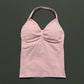 Gym Halter Top Woman Longline Strappy tank Padded Yoga Clothing Removable Cups Yoga Tank Tops Fitness Workout Running Activewear