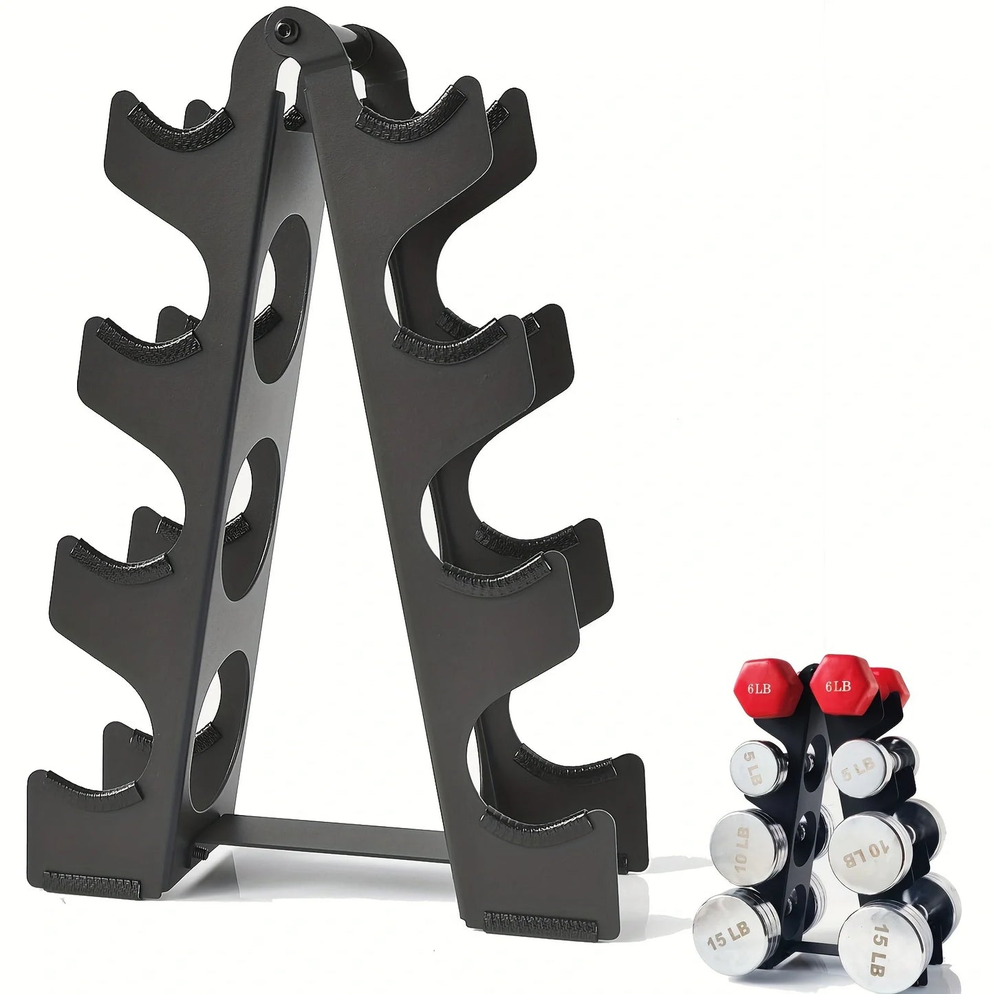 3、4 Tier Heavy Duty Dumbbell Rack, Weight Plate Storage Stand, Compact Home Gym Organizer for Dumbbells & Barbells