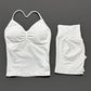 Yoga 2 Pieces Gym Set Women Backless Halter Tops High Waist Seamless Shorts Gym Suit Fitness Sports Bras Sportswear Workout Sets