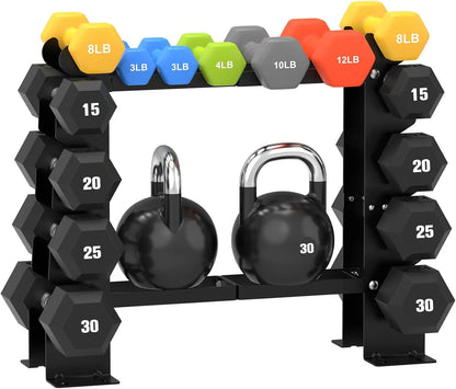 5-Tier Black Dumbbell Rack Stand for Home Gym, Heavy Duty Steel Holds 8-30LB Pairs, 450LBS Capacity Weight Storage Organizer