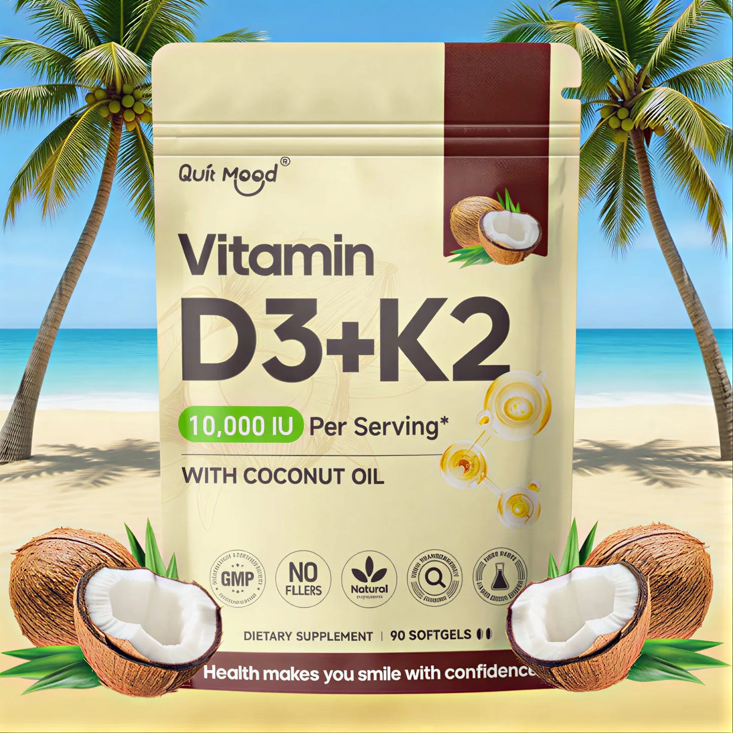 Vitamin D3K2，assists calcium absorption, trace ingredient vitamin supplement soft capsule