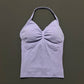 Gym Halter Top Woman Longline Strappy tank Padded Yoga Clothing Removable Cups Yoga Tank Tops Fitness Workout Running Activewear