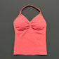 Gym Halter Top Woman Longline Strappy tank Padded Yoga Clothing Removable Cups Yoga Tank Tops Fitness Workout Running Activewear