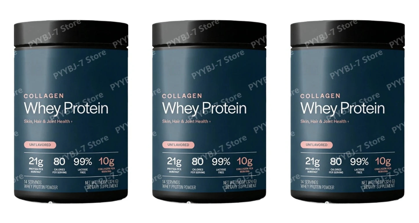 Whey Protein Powder Unflavored Muscle Recovery Joint Health Skin Hydration Grass-Fed Collagen Daily Nutrition Support
