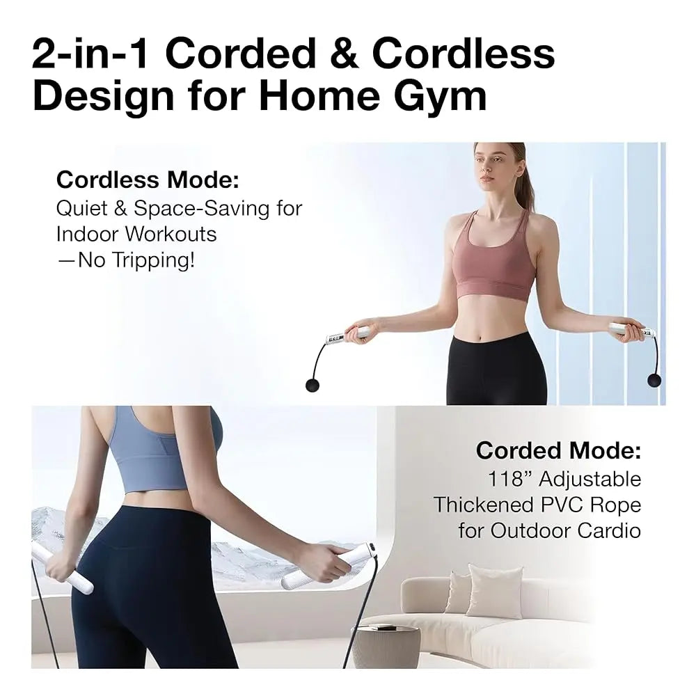 Cordless Gravity Jump Rope, Smart Jump Rope with Counter for Gym, Fat Burning & Calorie Burn, APP Data Analysis, Home Workout