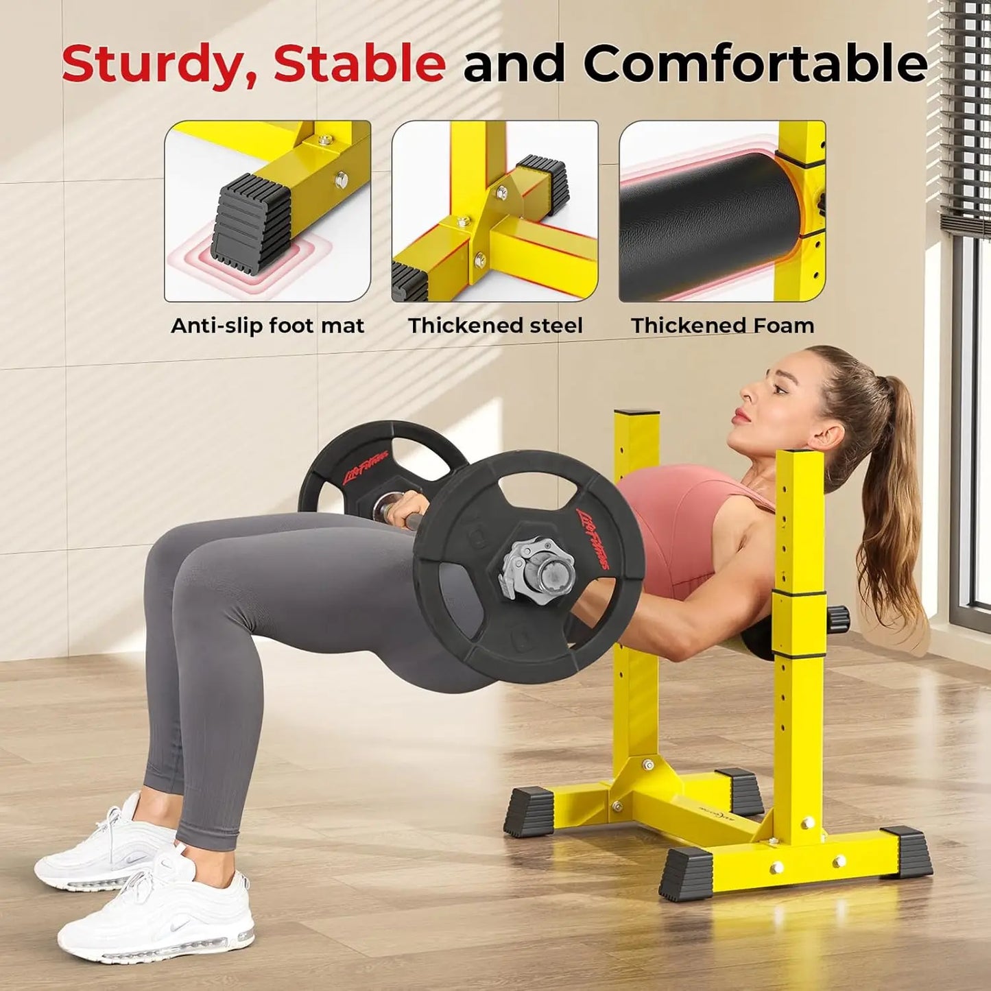 Adjustable Single Leg Squat Stand with 9 Height Levels for Bulgarian Split Squats and Lower Body Training