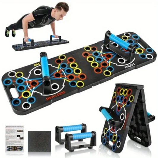 All-in-One Push Up Board for Men & Women, 56 Workout Angles for Full Body, Foldable Home Fitness Exercise Equipment with Guide