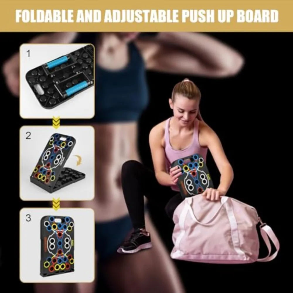 All-in-One Push Up Board for Men & Women, 56 Workout Angles for Full Body, Foldable Home Fitness Exercise Equipment with Guide