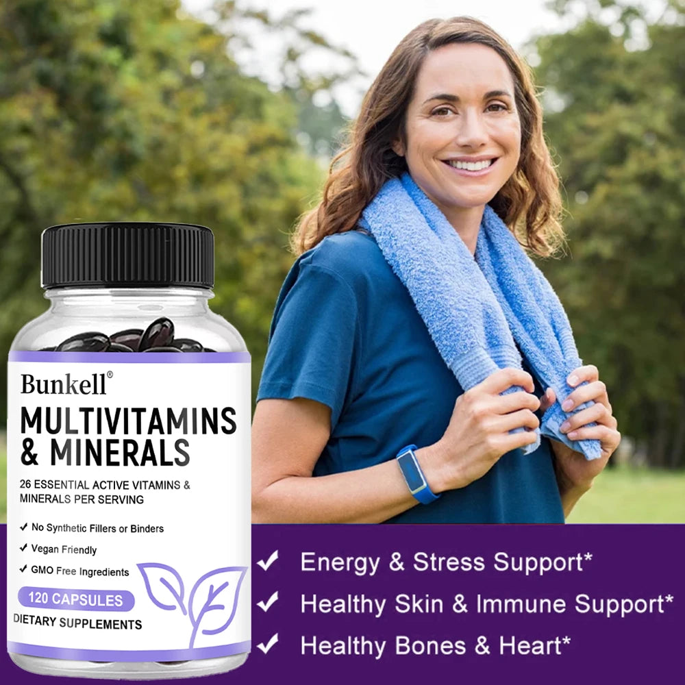 Multivitamin Capsules - 26 Essential Active Vitamins & Minerals - Repairs Skin,Promotes Liver Health,Boosts Energy