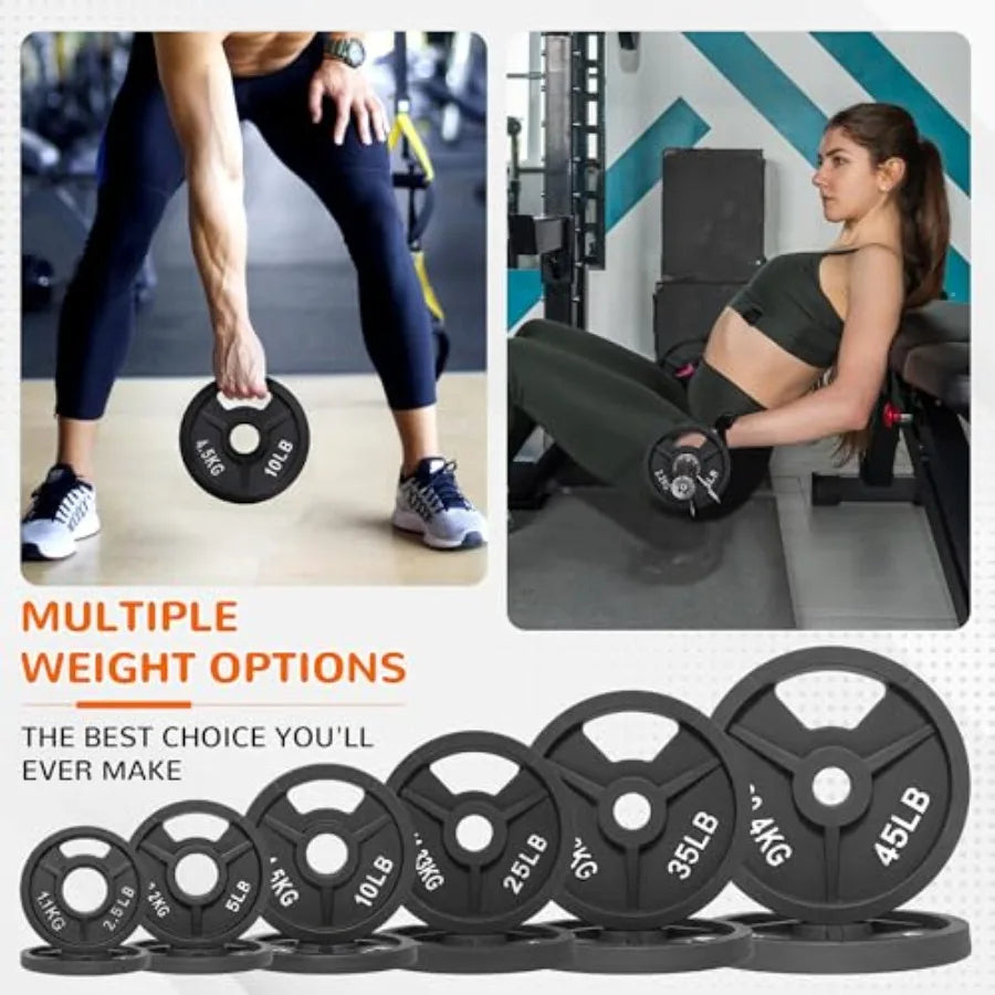 2-Inch Cast Iron Barbell Set Including Multiple LBS Weight Plates and 6FT Barbell Set Multiple
