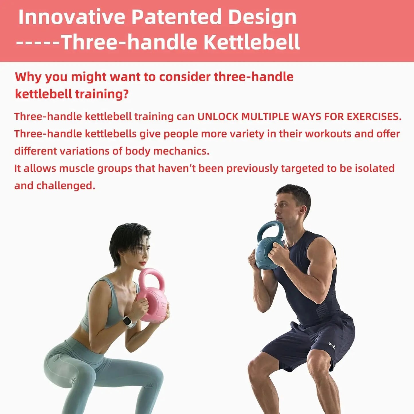 3-Handle Kettlebell Weights for Women: 5-20 LB Options, Ideal for Russian Twists, Weightlifting & Core Fitness at Home