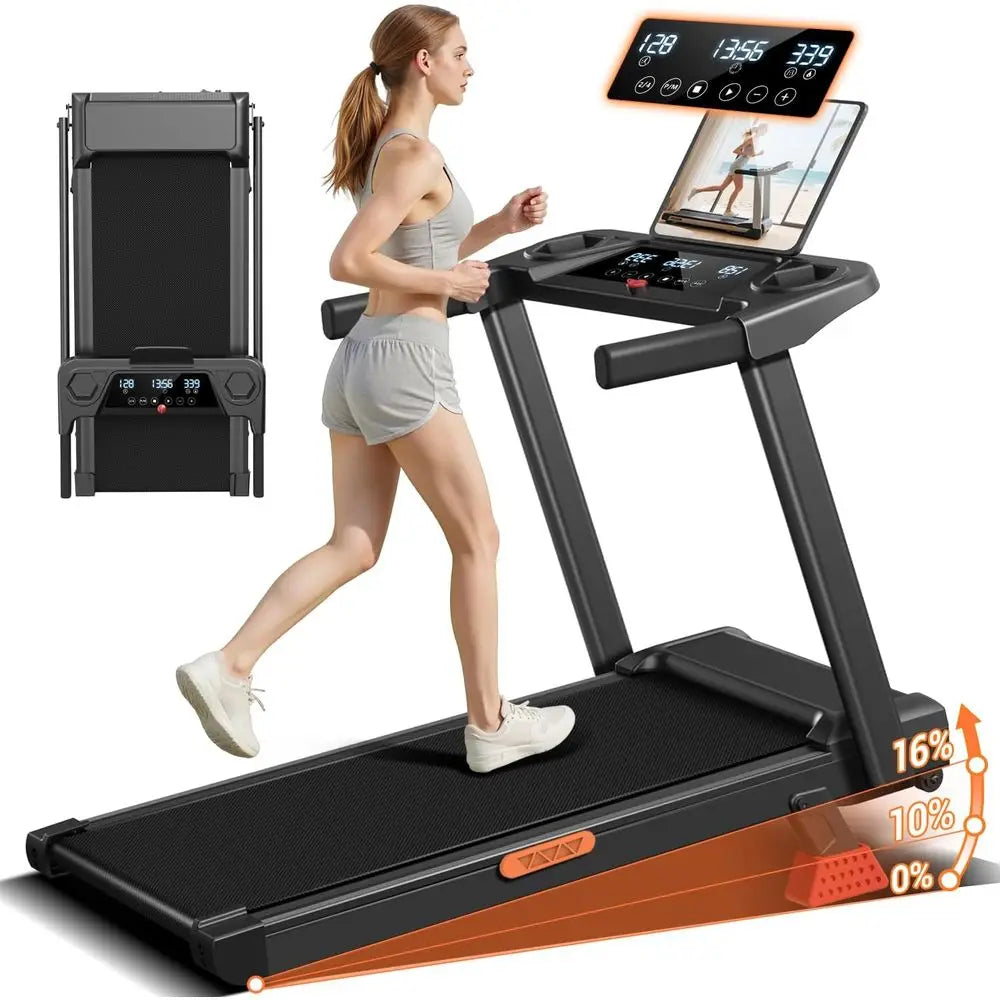 3-in-1 Foldable Treadmill with Incline, Portable Design, 3.0HP Quiet Motor, 12 Auto Programs, Three Speed Settings