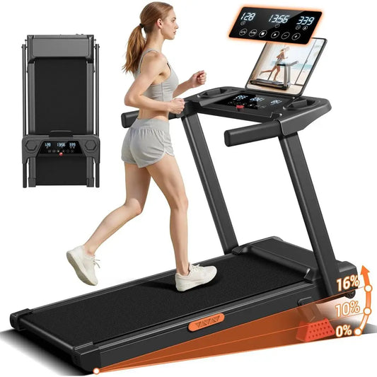 3-in-1 Foldable Treadmill with Incline, Portable Design, 3.0HP Quiet Motor, 12 Auto Programs, Three Speed Settings