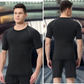 Men's compression running T-shirt fitness tight short sleeved T-shirt training jogging shirt gym sportswear quick drying