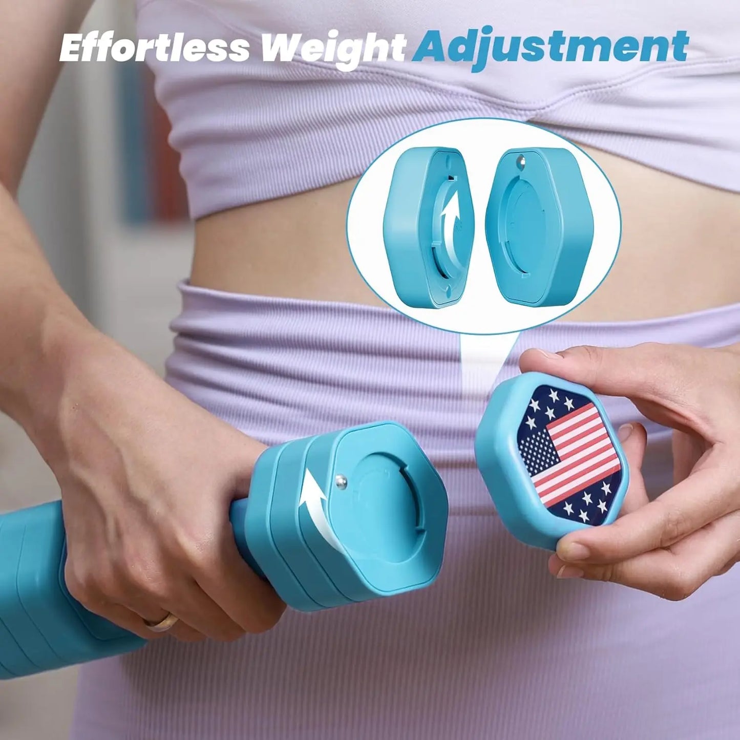 Adjustable Dumbbell Set for Women, 4-in-1 Hand Weights, 2-5 lbs Each with Soft Rubber Handle for Home Gym Training