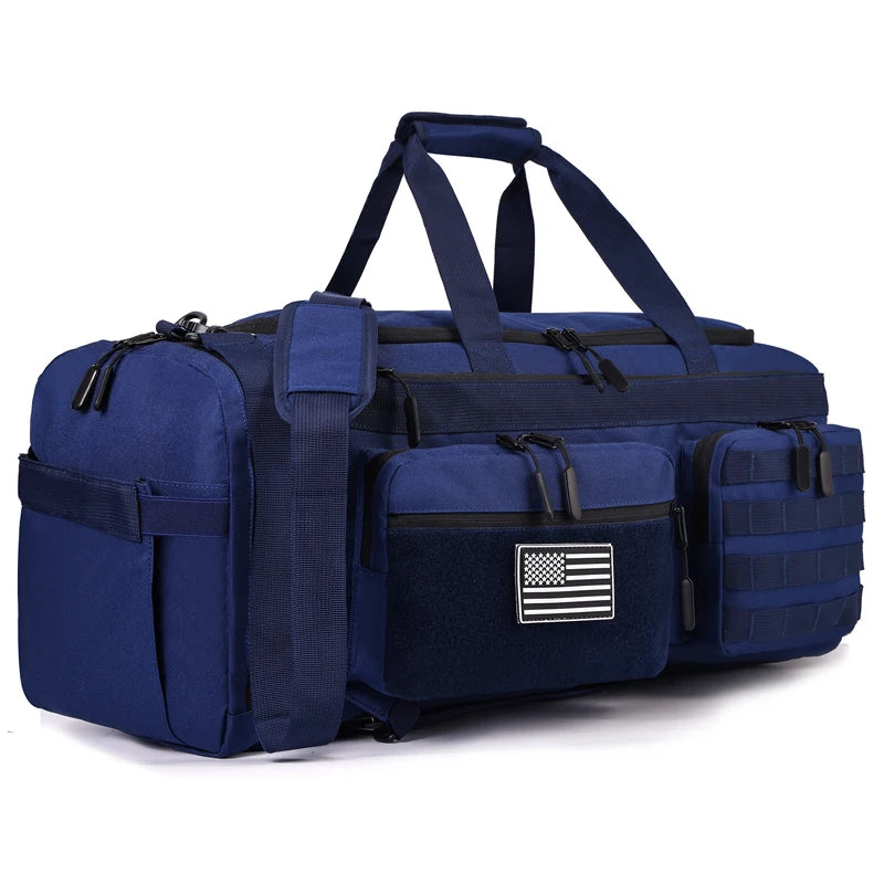LHI 50L 3 in 1 Travel Duffle Bag Men Large Gym Sports Bags Tactical Military Duffle Backpack with Shoes Compartment & Wet Pocket