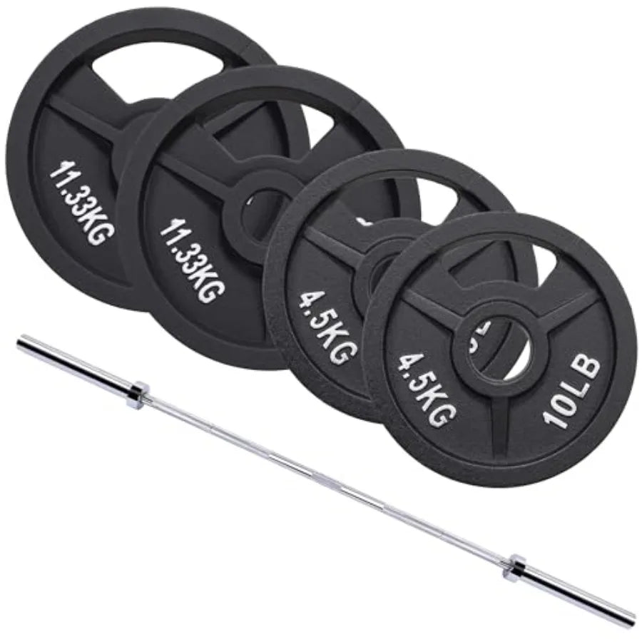 2-Inch Cast Iron Barbell Set Including Multiple LBS Weight Plates and 6FT Barbell Set Multiple