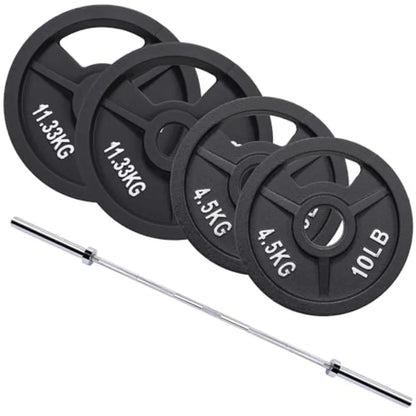 2-Inch Cast Iron Barbell Set Including Multiple LBS Weight Plates and 6FT Barbell Set Multiple