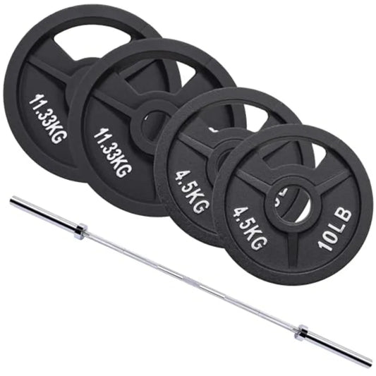 2-Inch Cast Iron Barbell Set Including Multiple LBS Weight Plates and 6FT Barbell Set Multiple