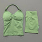 Yoga 2 Pieces Gym Set Women Backless Halter Tops High Waist Seamless Shorts Gym Suit Fitness Sports Bras Sportswear Workout Sets