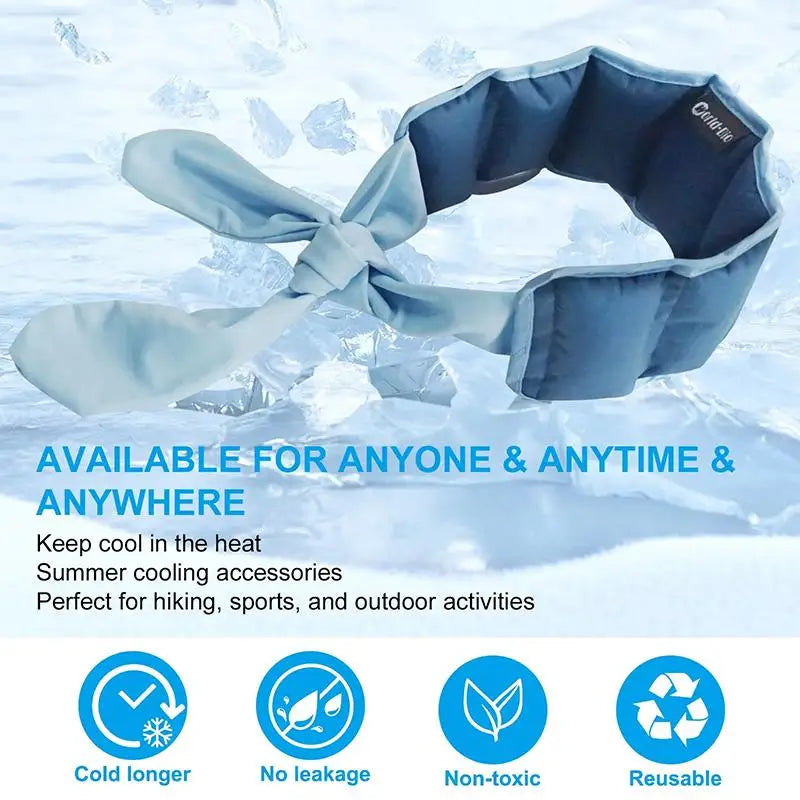 35x9cm Reusable Cooling Ice Scarf – Summer Neck Wrap & Pet Cooler, Hydrating Polymer Core,Chill Activated for Sports&Heat Relief