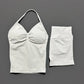 Yoga 2 Pieces Gym Set Women Backless Halter Tops High Waist Seamless Shorts Gym Suit Fitness Sports Bras Sportswear Workout Sets