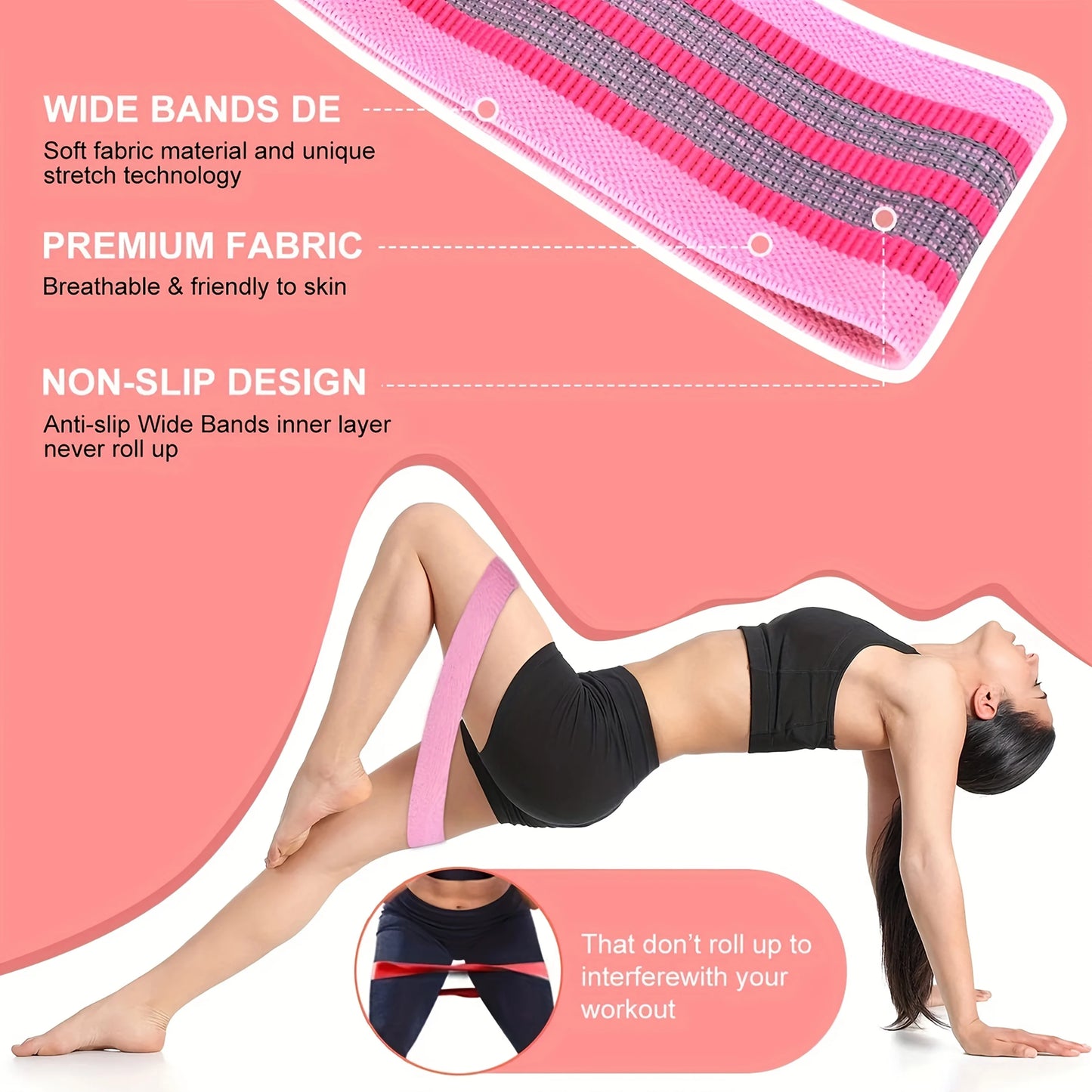 Fabric Resistance Hip Booty Bands Glute Thigh Elastic Workout Squat Circle Stretch Fitness Strips Loops Yoga Gym Equipment