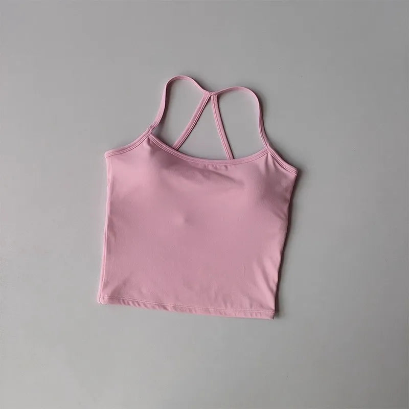 Women's Cross Back Push-Up Yoga Sports Bra Comfortable Gym Tank Top Workout Fitness Vest 'Naked Feeling' Gym Bra Fitness Wear