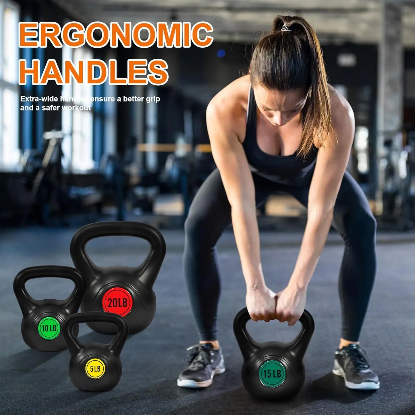 4-Piece Kettlebell Set for Strength Training with Ergonomic Handles and Durable Design