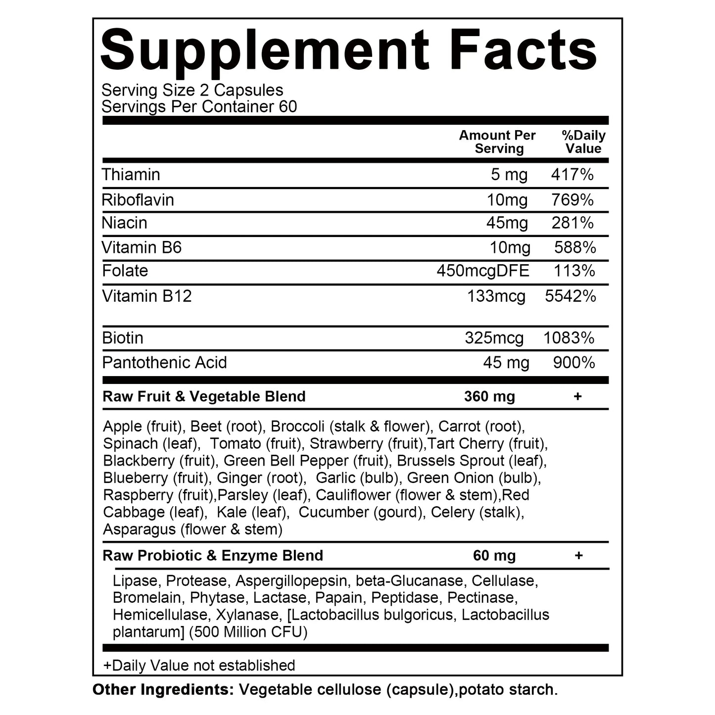 B Vitamin Capsules - Helps with Healthy Energy Metabolism, Boosts Immunity,  Supports A Healthy Nervous System - 120 Capsules