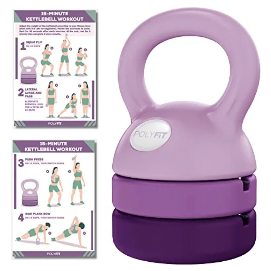 Adjustable Kettlebell 5 lb-12 lb Steel Kettlebells Set for Home Gym Fitness Training Women's Adjustable Weight Training Tool wi