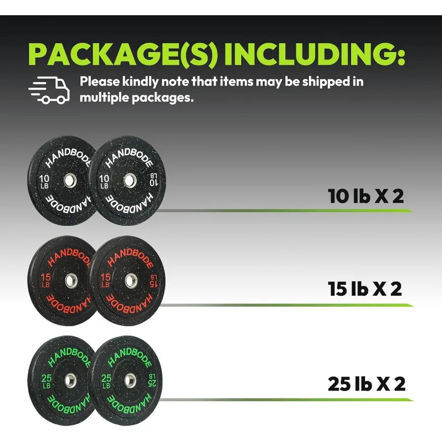 2-Inch Bumper Plates High Bounce Weight Plate Set 45/100/160/190/260/300lb Barbell Weight Plates Set for Home Gym Color